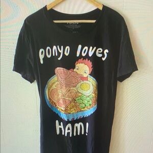 Bioworld Black 'Ponyo Loves Ham' Tee